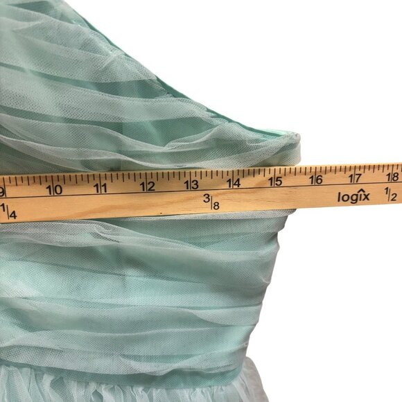 Likely Tulle Halter Midi Dress With Tiered Ruffle Layers & Ruched Womens Size 6 - Picture 7 of 9